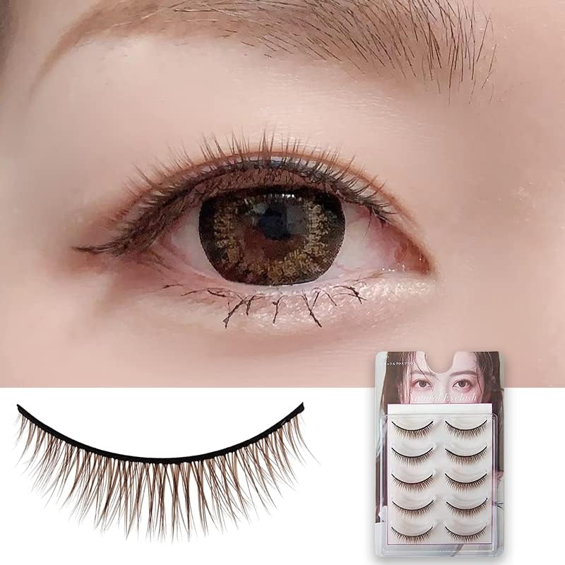 D-ONE Natural 5 Pairs False Eyelashes (A06, Natural Cross Brown)