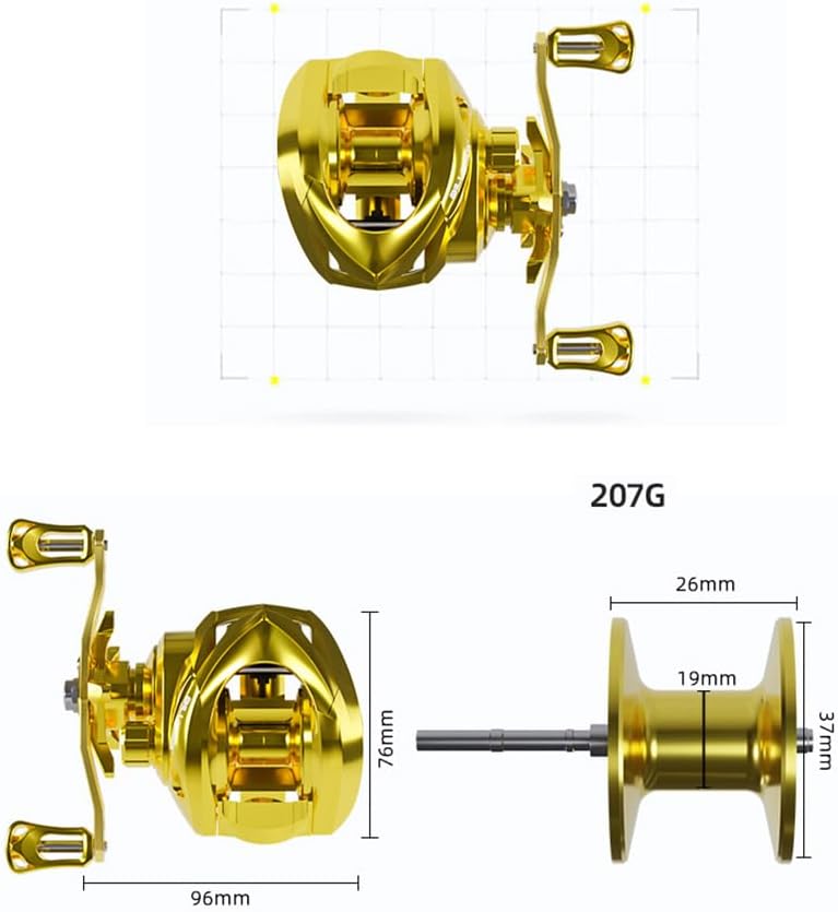 Bait Reel, Saltwater Fishing, Freshwater Fishing, Dual Use, 7.2:1 Gear Ratio, Maximum Drag Force, 17.6 lbs (8 kg), Fishing Reel, Magnetic Brake, Super Strong Reel