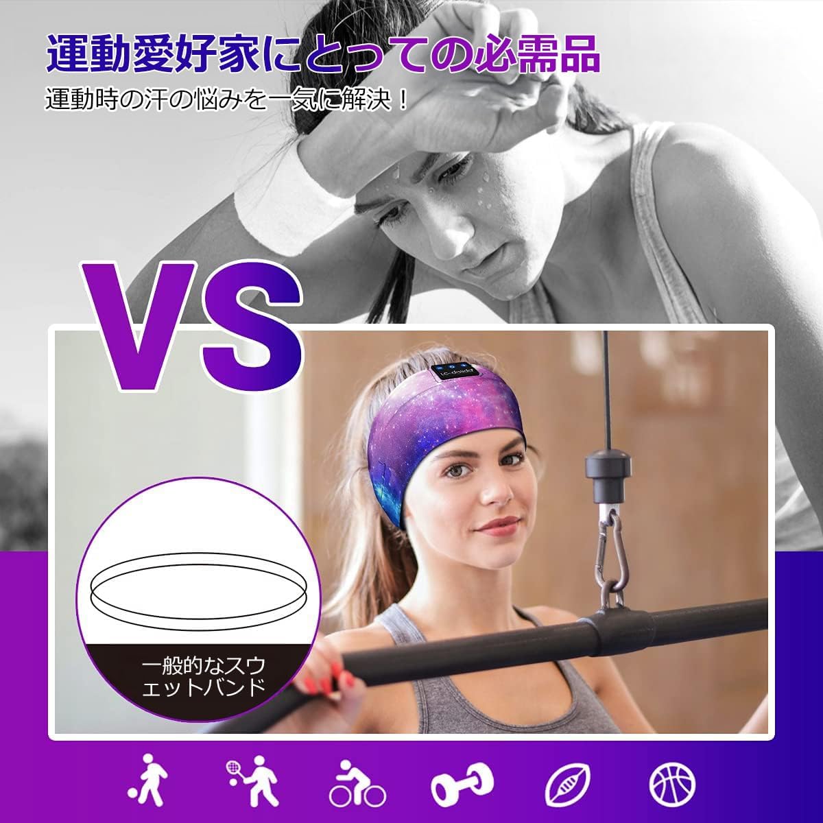 LC-dolida Headband Headphones, Sleep Headphones, Bluetooth Headband for Sleeping, Wireless Headband Headphones with Thin HD Stereo Speaker, Convenient to Use for Side Sleepers, Sports, Yoga, Travel