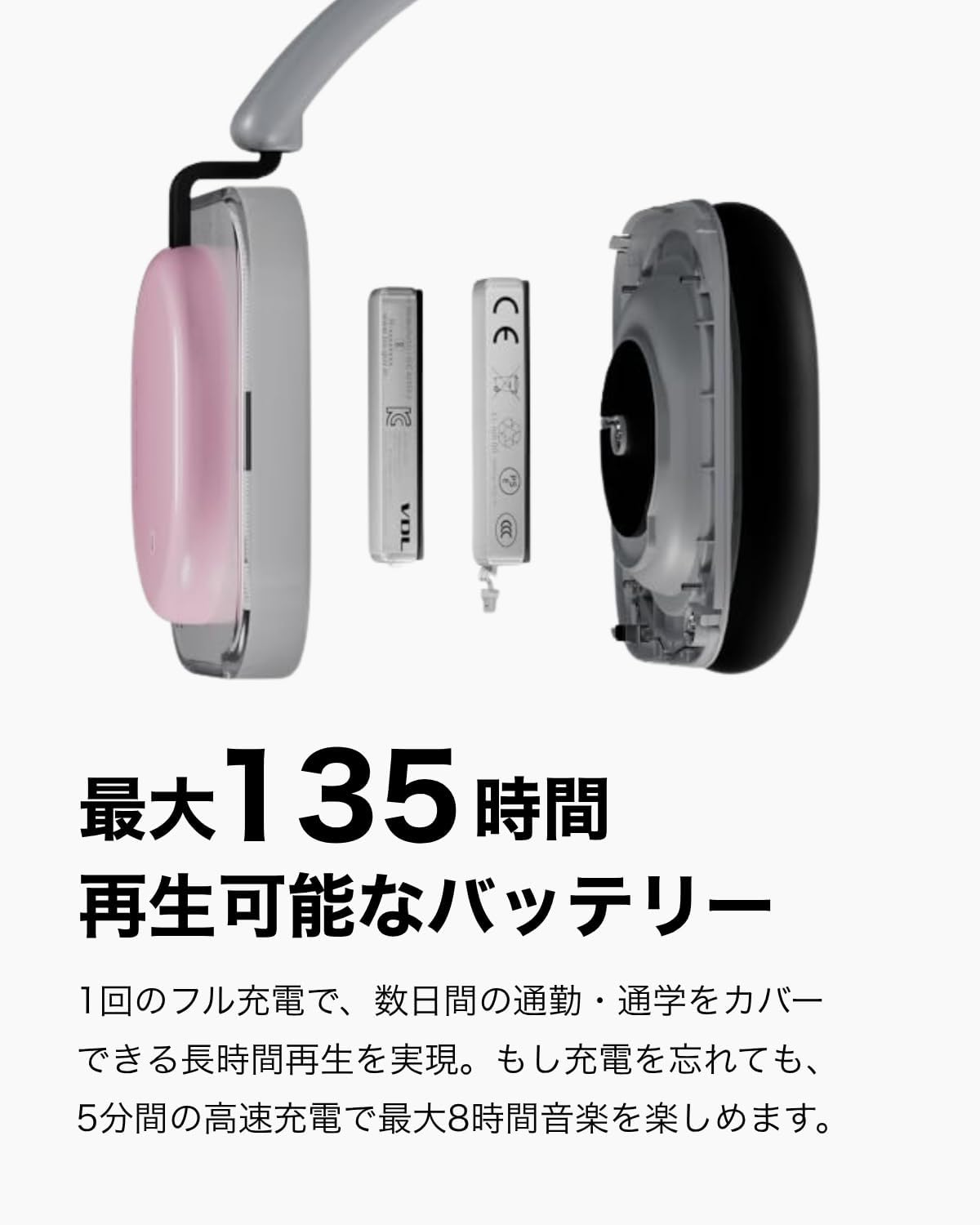 Nothing Wireless Headphones Headphone (A) Up to 135 Hours Playtime / Quick Charge / Tactile Control / Adaptive Active Noise Cancelling / Over-Ear / High Resolution + LDAC Certified / IP52 Dustproof