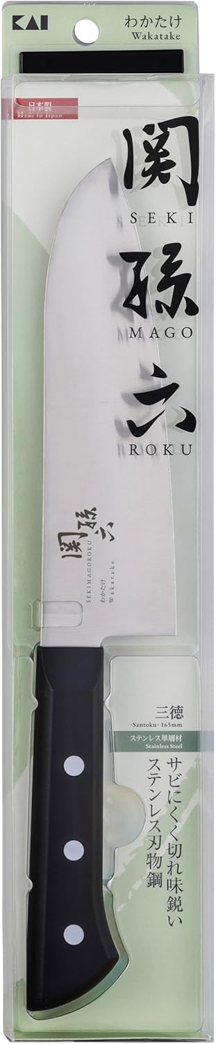 Kai Corporation KAI Sonroku Wakatake AB5420 Santoku Knife, 6.5 Inches (165 mm), Stainless Steel, Made in Japan, Dishwasher Safe
