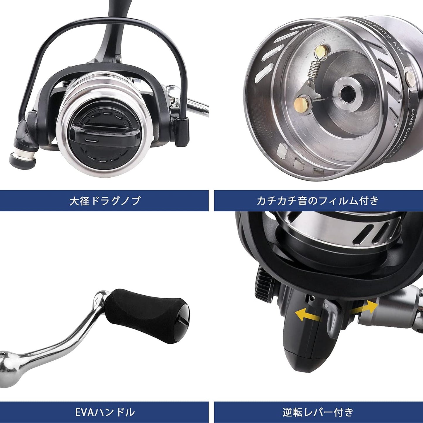 Ashconfish スピニングリール グラファイトボディ 7+1BB ステンレス アッシュコンフィッシュ ギア比5.0:1 海水 淡水 両用 超軽量 (AF/CF/KF/BF)