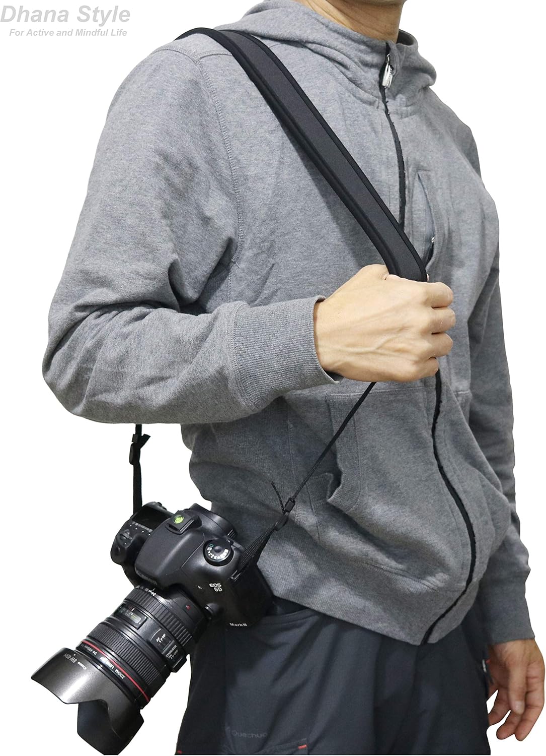 カメラ ネック ストラップ 一眼レフ ・ ミラーレス・ コンパクト カメラ用 クッション性 ネオプレーン 素材 で肩への負担を軽減 シンプル ブラック