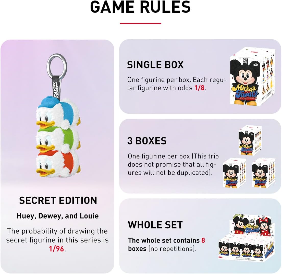 POP MART DISNEY Mickey Family Cute Together Plush Key Chain Series [1 Piece] Popmart Plush Toy Blind Box Figurine Plastic Model Premium Toy PVC Soft Vinyl Original Character Birthday Gift