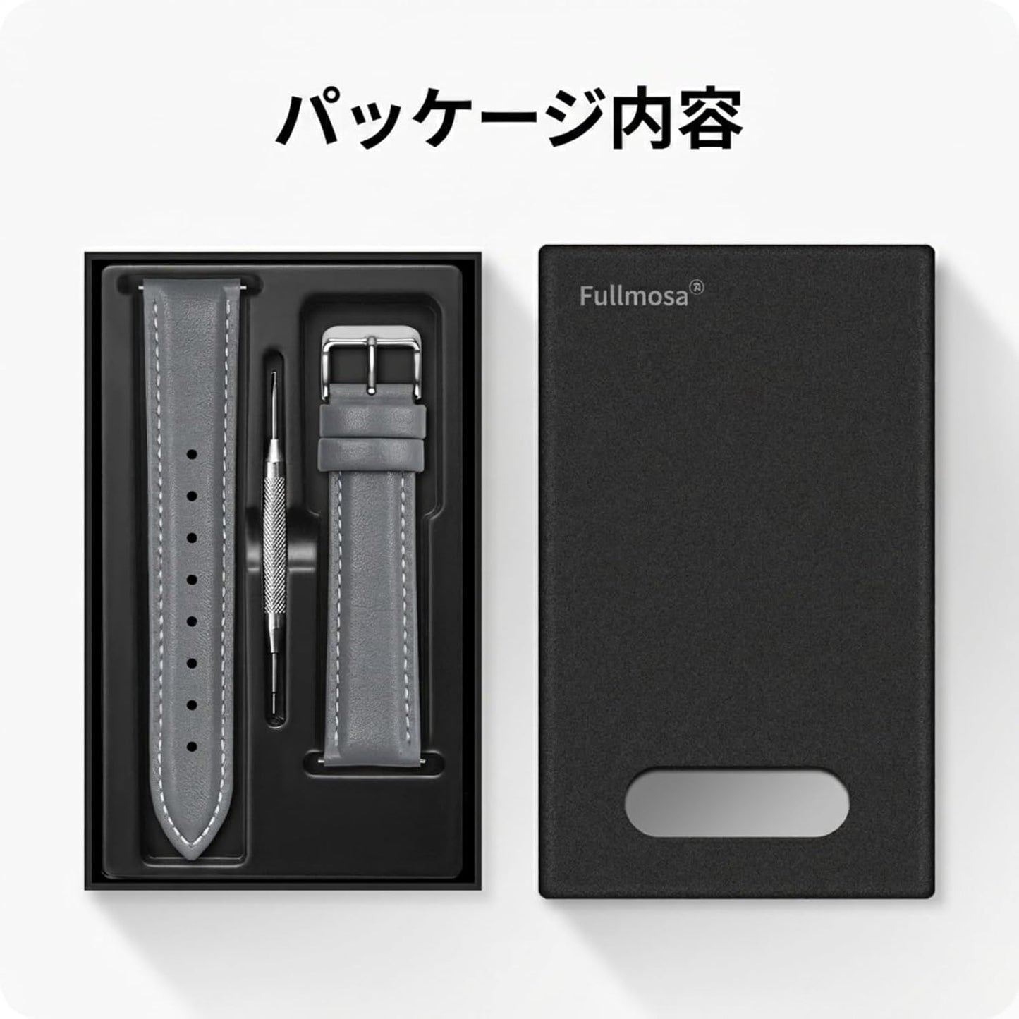 Fullmosa Genuine Leather 20mm Top Grain Leather Strap Watch Replacement Band Smart Watch Band for Men and Women (20mm, Gray)