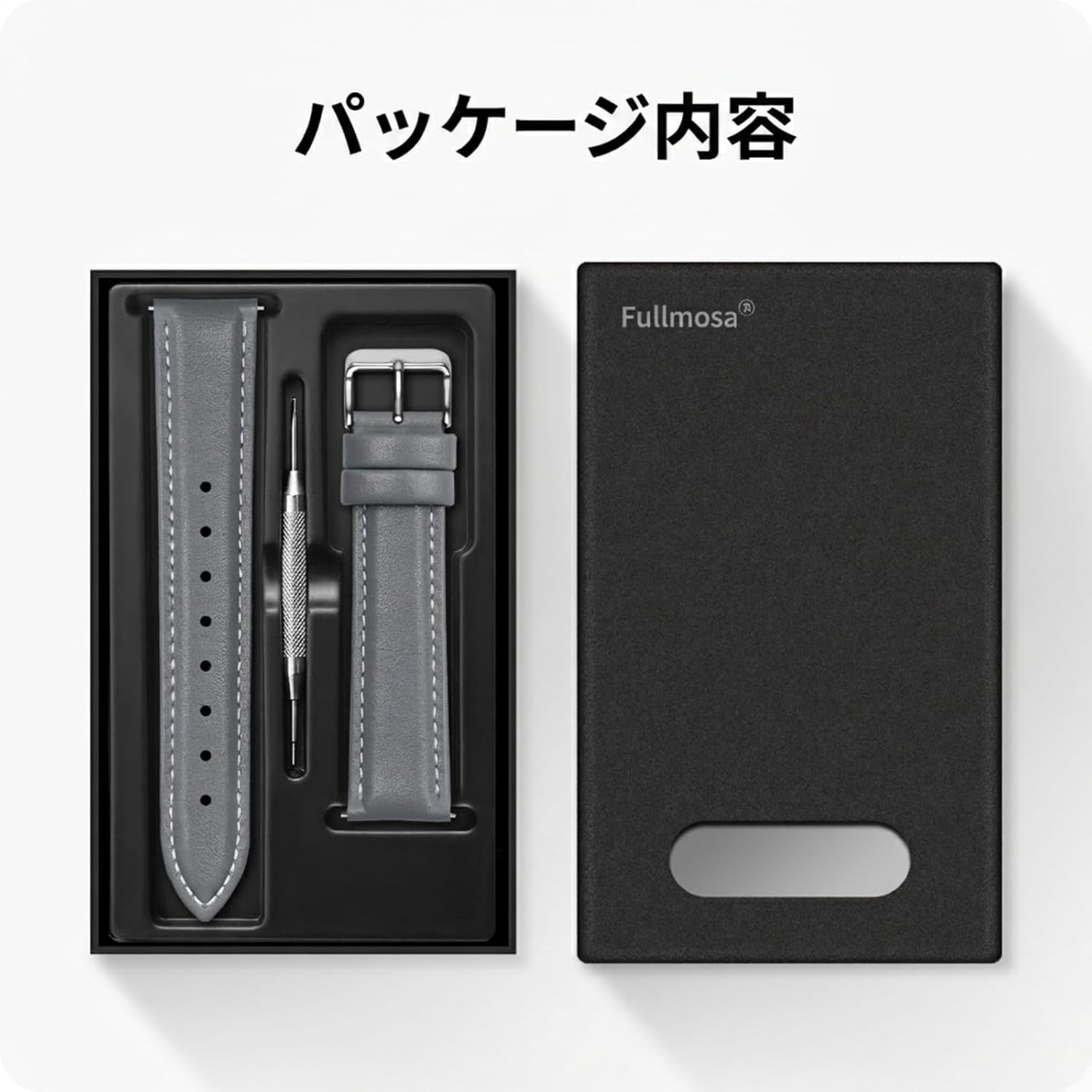 Fullmosa Genuine Leather 20mm Top Grain Leather Strap Watch Replacement Band Smart Watch Band for Men and Women (20mm, Gray)