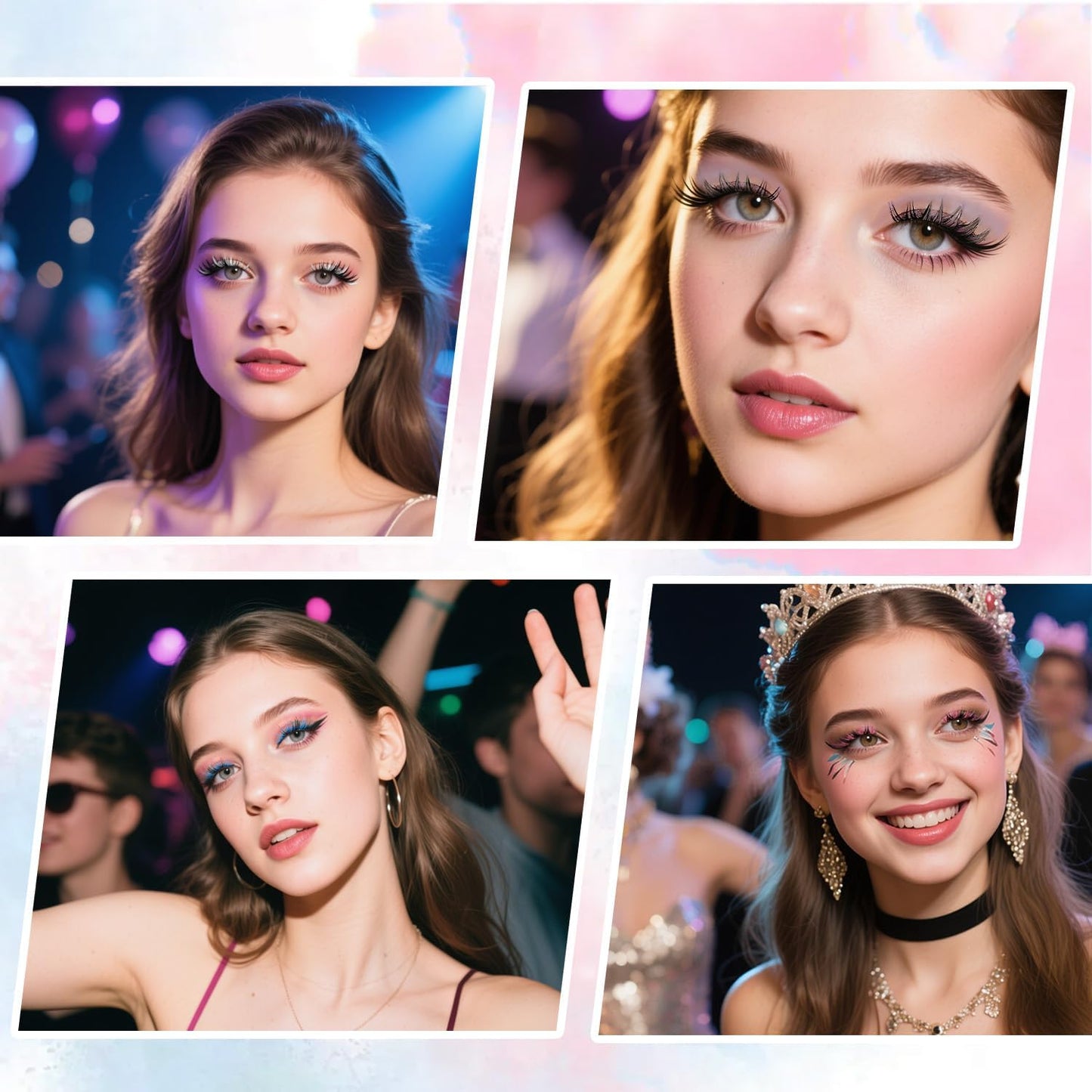 BOROLA 60 Bundles Color Eyelash Extensions, 0.4 - 0.5 inches (10 - 12 mm) Feather Style Single Bunch Eyelashes, Fan 3D Fluffy DIY Extensions, Multi-layer Construction, For Cosplay, Parties, Daily