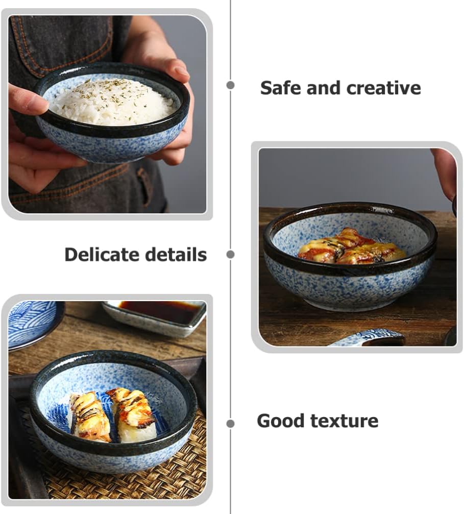 Ceramic Bowl, Ramen Bowl, Instant Ramen Bowl, Rice Bowl, Porcelain Soup Bowl for Udon, Asian Noodle A (Color: As Shown 2)