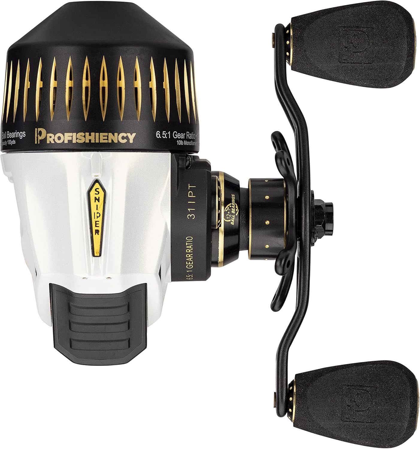 ProFISHiency Sniper High Speed Spincast Reel | 100 Yards Presspool 10,000lb Monofilament Line | 6:5:1 Gear Ratio | Heavy Duty Aluminum Cone and All Metal Gear | World's Fastest Spincast Reel