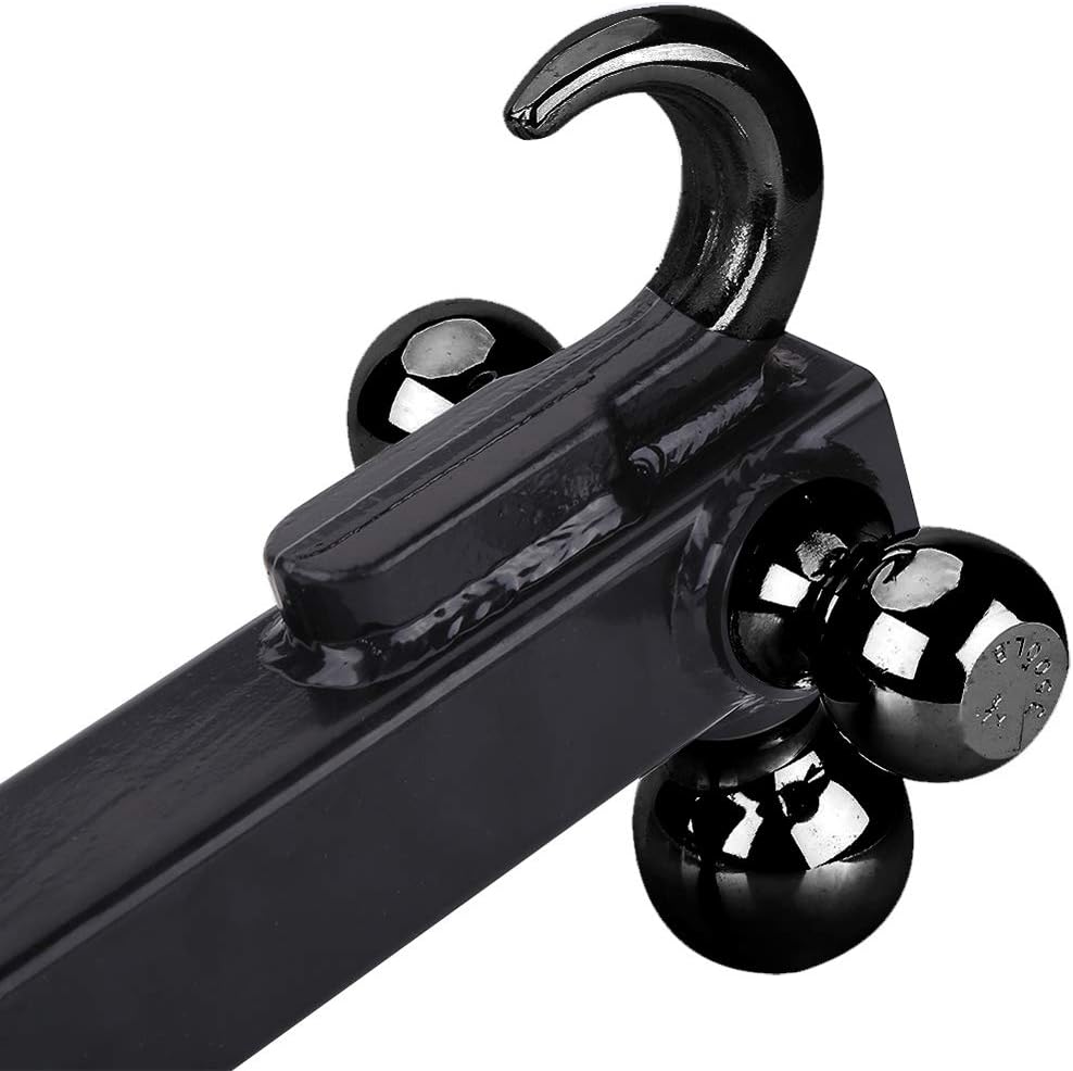NBJINGYI - Enganche de remolque de 2" con montaje de 3 bolas y gancho, bolas 1-7/8", 2", 2-5/16" y gancho, color negro plateado