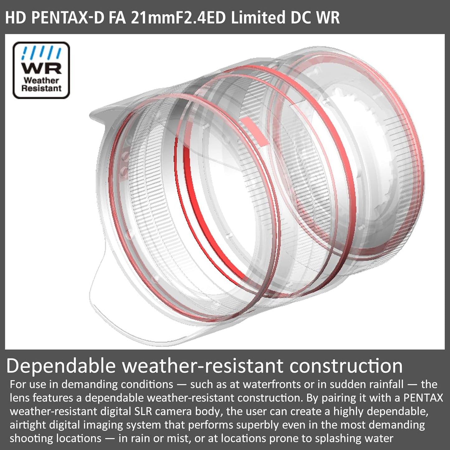 Pentax FA 21mmF2.4ED Limited DC WR Black Ultra Wide Angle Monofocal Lens [For Full Frame DSLR Cameras] Limited Lens Machined Aluminum Lens Barrel (28040)