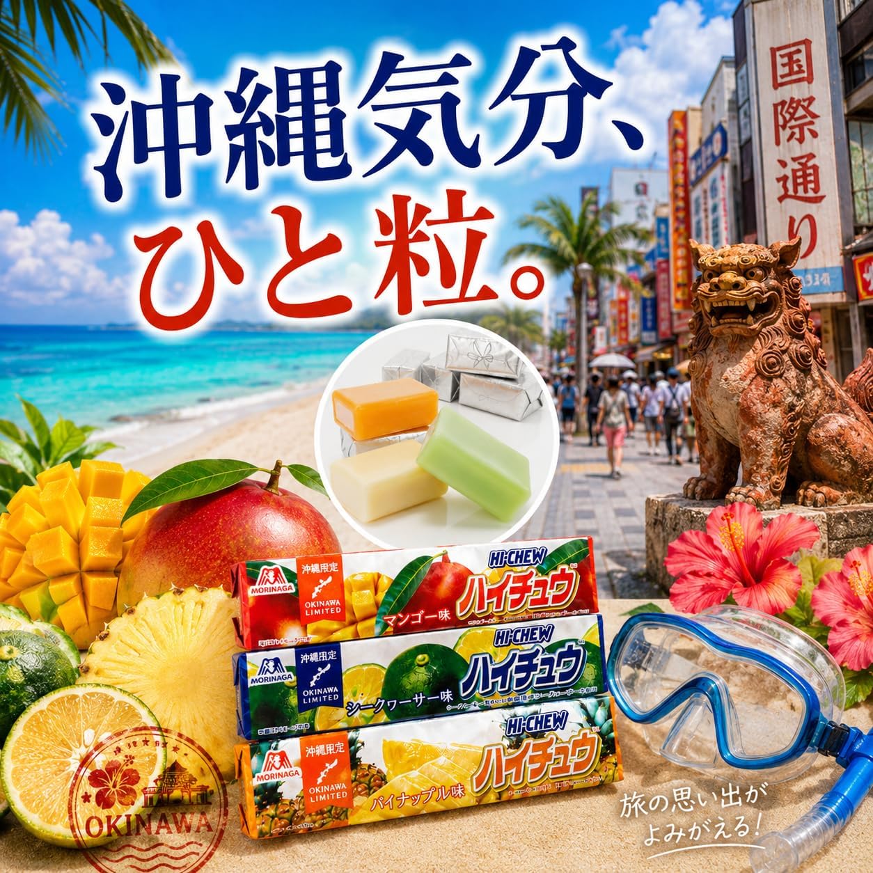 [Okinawa Limited] Local Haichu Set of 6 Types, 3 Types of Food Comparison Set (Pineapple, Seequarter, Mango), For School Trips, Souvenirs, Gift (Set of 72 Pieces)