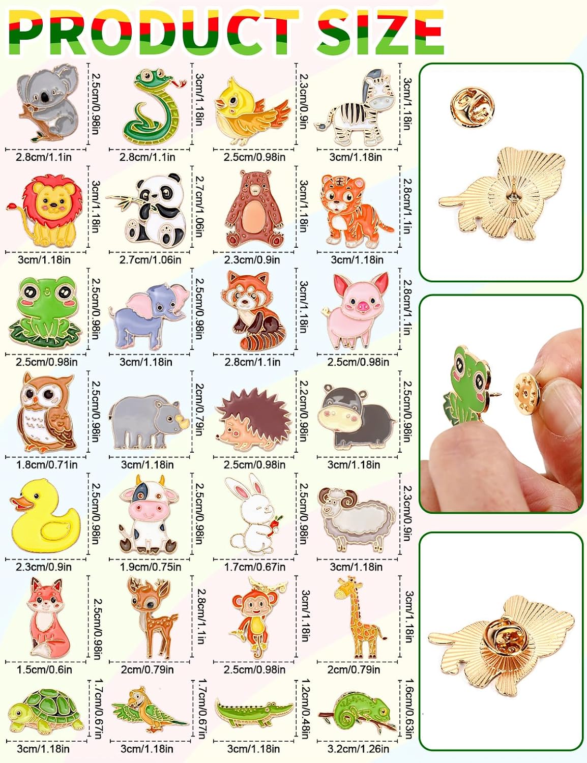 JUNEBRUSHS 28 pines esmaltados de animales, bonitos broches de animales del bosque, elefante, panda, tigre, jirafa, para decoración de fiestas, intercambio, regalo, mochilas, ropa, bolsas, sombreros y accesorios