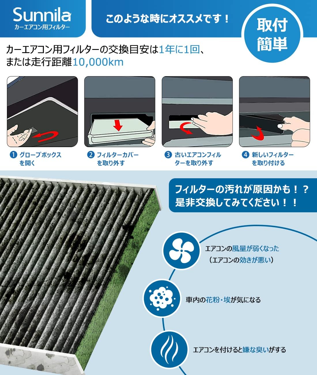 Toyota HiAce D-010 Air Conditioner Filter for 200 Series Special 4 Layer Construction & 2 Pieces, Pollen Prevention, Antibacterial, Mildew Resistant, Odor Resistant