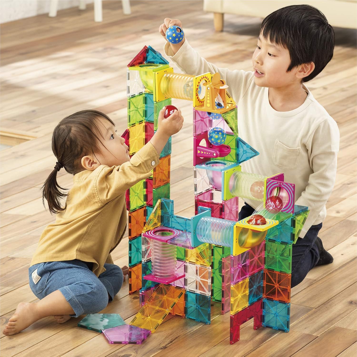 People Pythagoras (R) BASIC PGS-132 Ball Coaster DX Toy, For Children 18 Months Old, Can Be Played, Assembled, Develops Inspiration