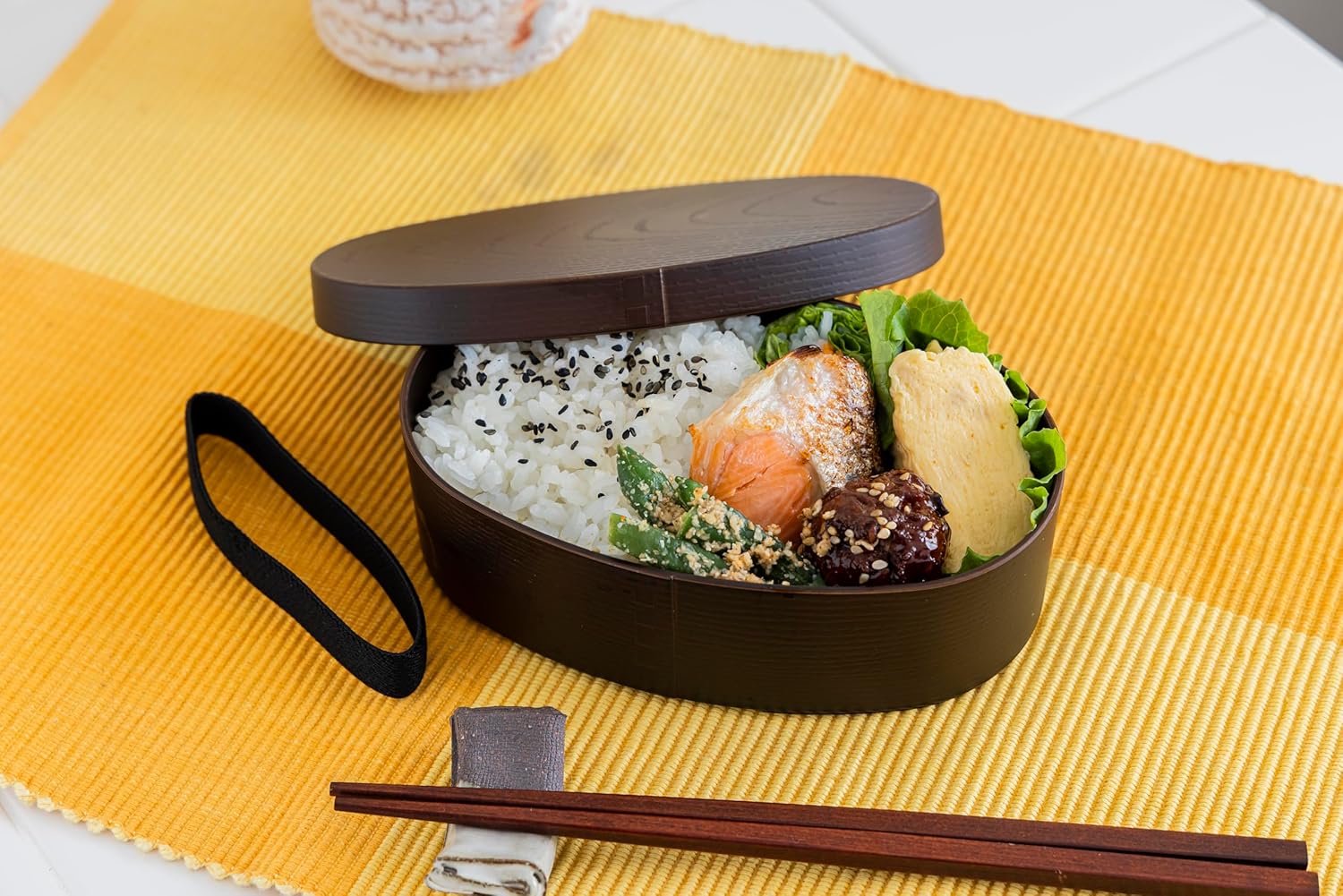 Kano Curved Wooden-Style Small Coin Bento Box Mocha Brown 72760, Microwave Safe, Dishwasher Safe, Japanese Made, with Band, Wooden Bento Box, Curved Wooden Bento, Wooden Bento, Lunch Box, Bento Box