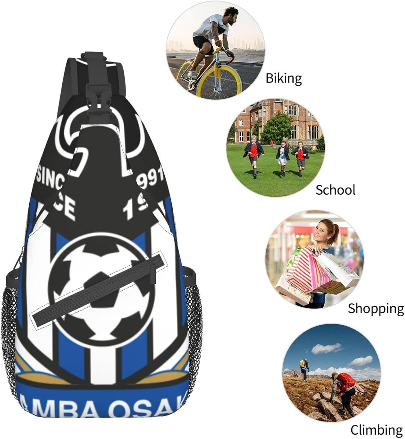 Gamba Osaka Shoulder Bag, Large Capacity, Shoulder Bag, Crossbody Bag, Mountain Climbing, Outings, School, Events, Anime, Moe Goods, Multifunctional, Lightweight, Unisex, Gift, Sports, School Bag,