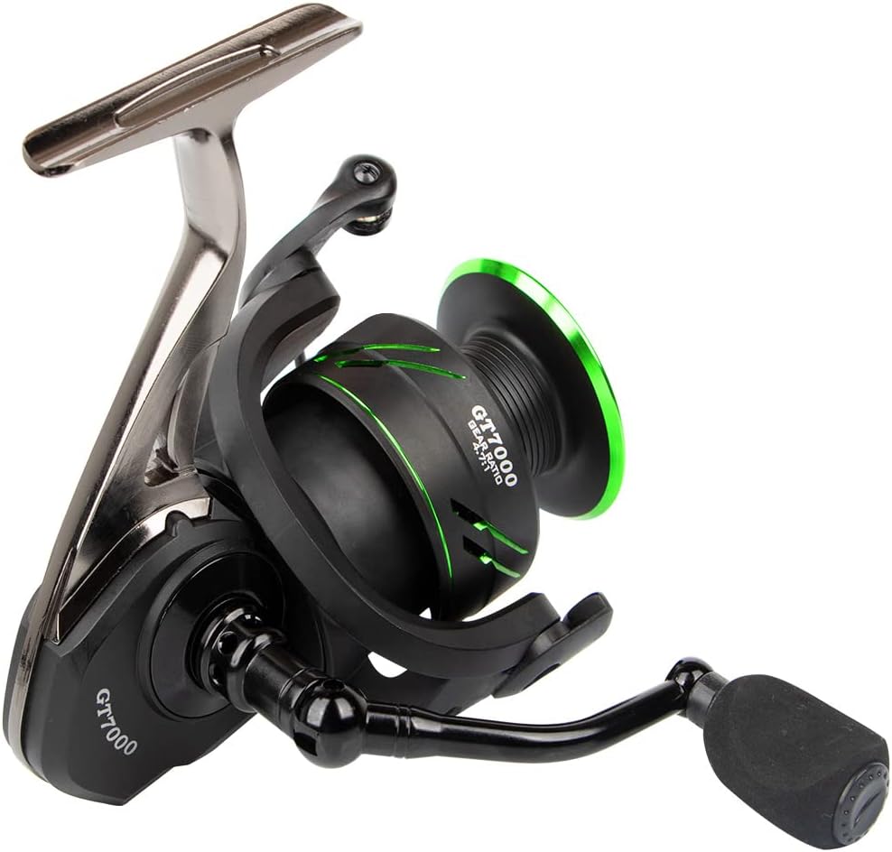 HappyLife Spinning Reel, Fishing Tool, Prevents Lining, Maximum Drag Force, 77.1 lbs (35 kg), Left and Right Interchangeable Handle, Gear Ratio 5.0:1, Strong Drag Strength, Durable, Long Toss,