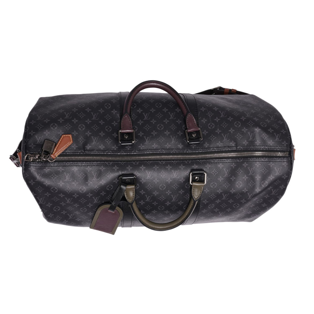 LOUIS VUITTON 'BLACK AND OLIVE' MONOGRAM 55 DUFFLE BAG