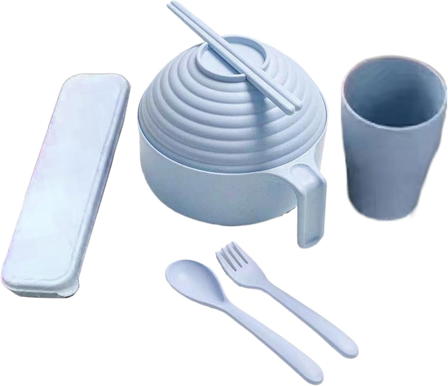Ramen Bowl Set, Ramen Bowl Cooker Set | Ramen Bowl Set Noodle Instant Cooker Bowl Set | Portable Ramen Bowl with Handle and Lid for Ramen, Pho, Udon, Soba, Soup Noodles, Asian Cooking