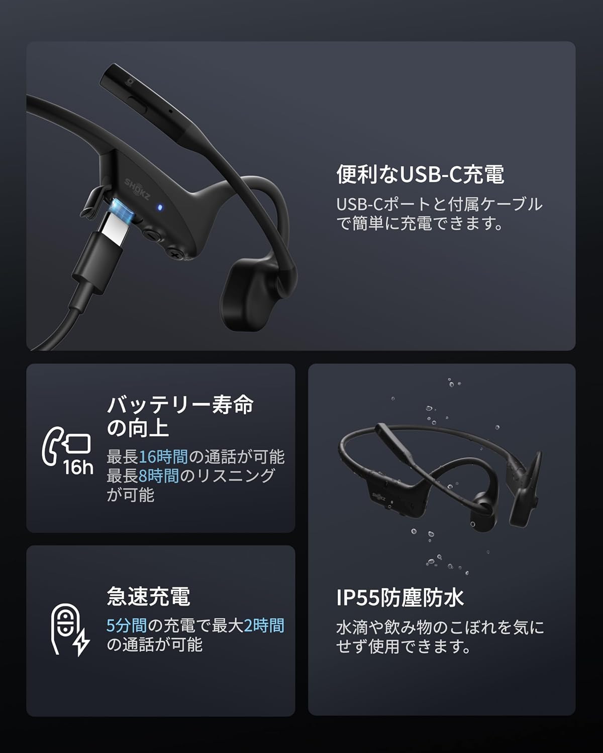 Shokz OpenComm2 2025 Upgrade, Business Earphones, Bone Conduction, Wireless, Bluetooth 5.1, Open-Ear Headphones, Don't Block Ears, Auto Pairing Headphones with Mic, Technical Standards Certified