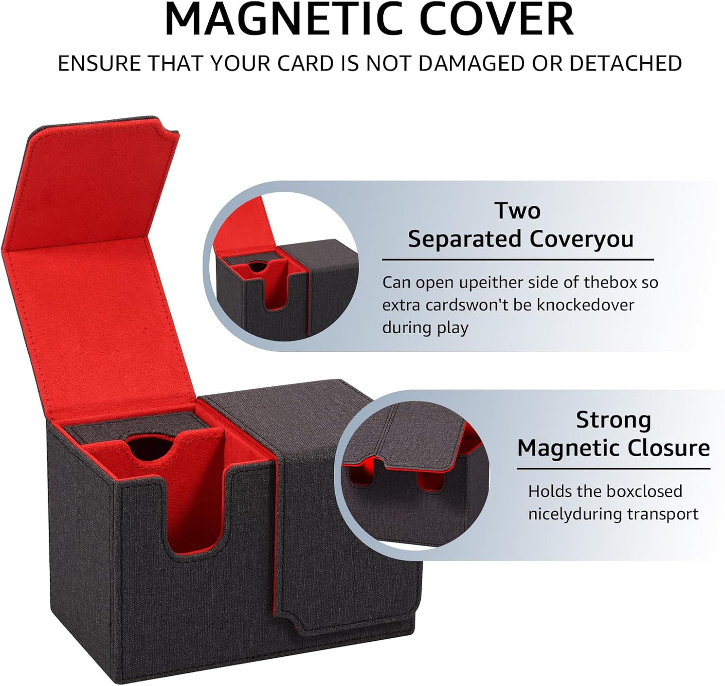 Shuiling Deck Case, Trading Card Case, Deck Box, Storage, Storage Box, Dice Holder, Damecan Holder, Magnet, Leather, Approximately 200 Pieces, Compatible with Various Card Games, Compatible with