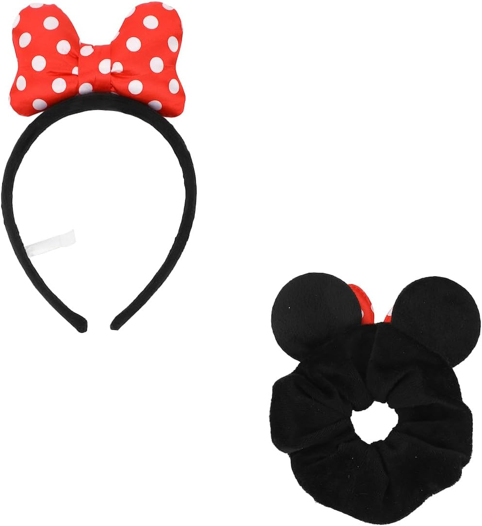 Disney Minnie Mouse 2-Piece Plush Headband and Scrunchie Set, Dsy Minnie Mouse 2-Piece, 1 Count (Pack of 2)