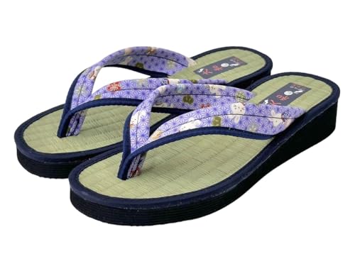 Daimyo Shokai Women's Thong Tatami Folding Sandals Japanese Pattern, Made in Japan