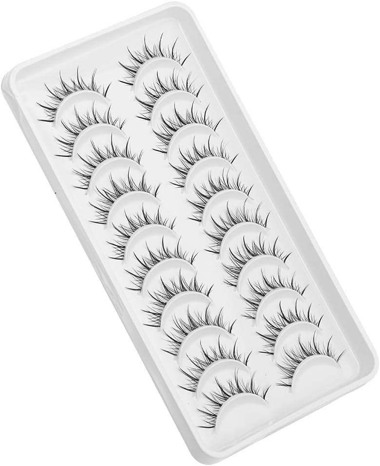 10 Pairs Pack Cartoon False Eyelashes Natural Looking Anime False Eyelashes Fluffy Fake Mink Cosplay False Eyelashes Korea Japan Asian False Eyelashes Masquerade Party Eye Makeup False Eyelashes (Y14)