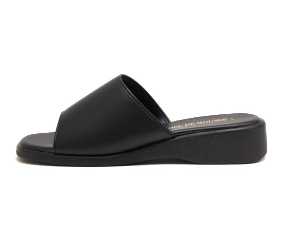 Women's Sandals Made in Japan Plain Open Toe Low Heel Black