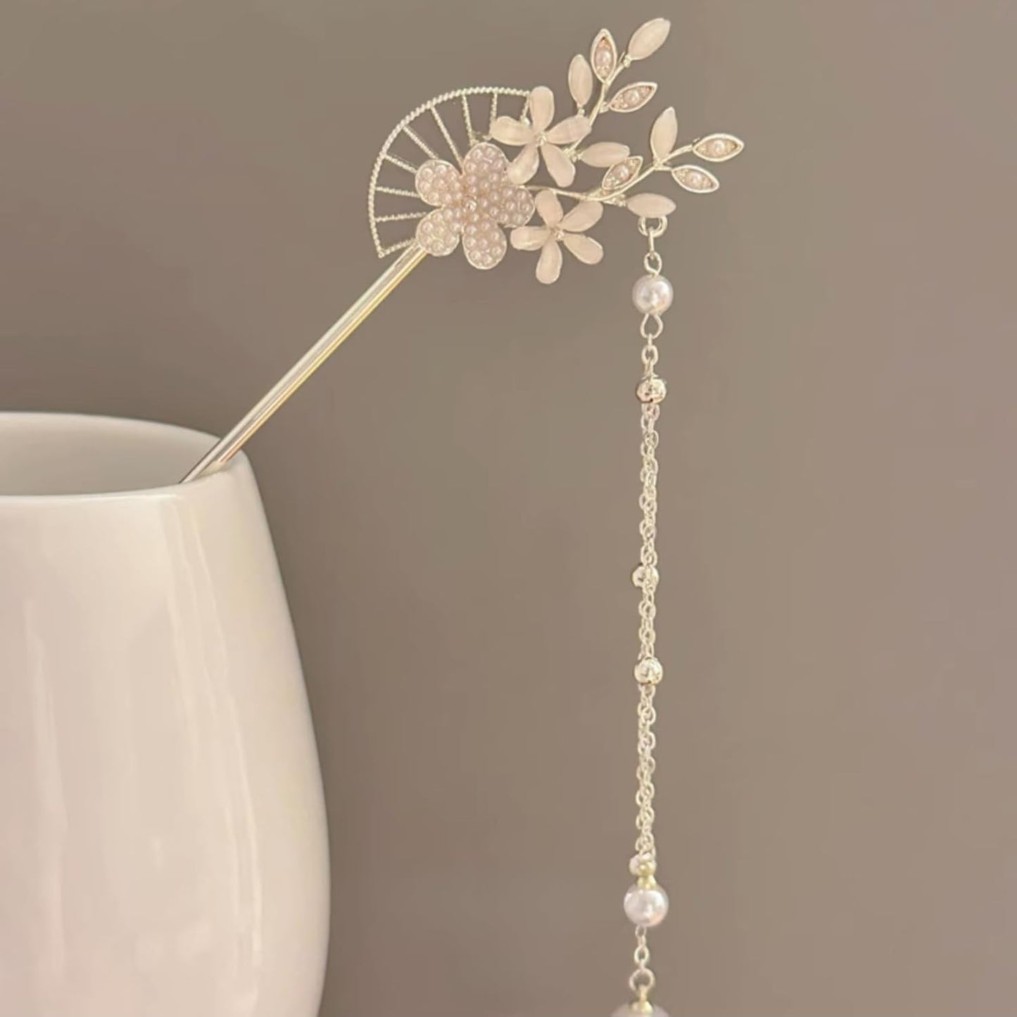 EZ PEACH Cherry Blossom Flower Pearl Hairpin Hair Clip Bangs Hair Closure Kimono Kimono Hair Accessory (Flower 02)