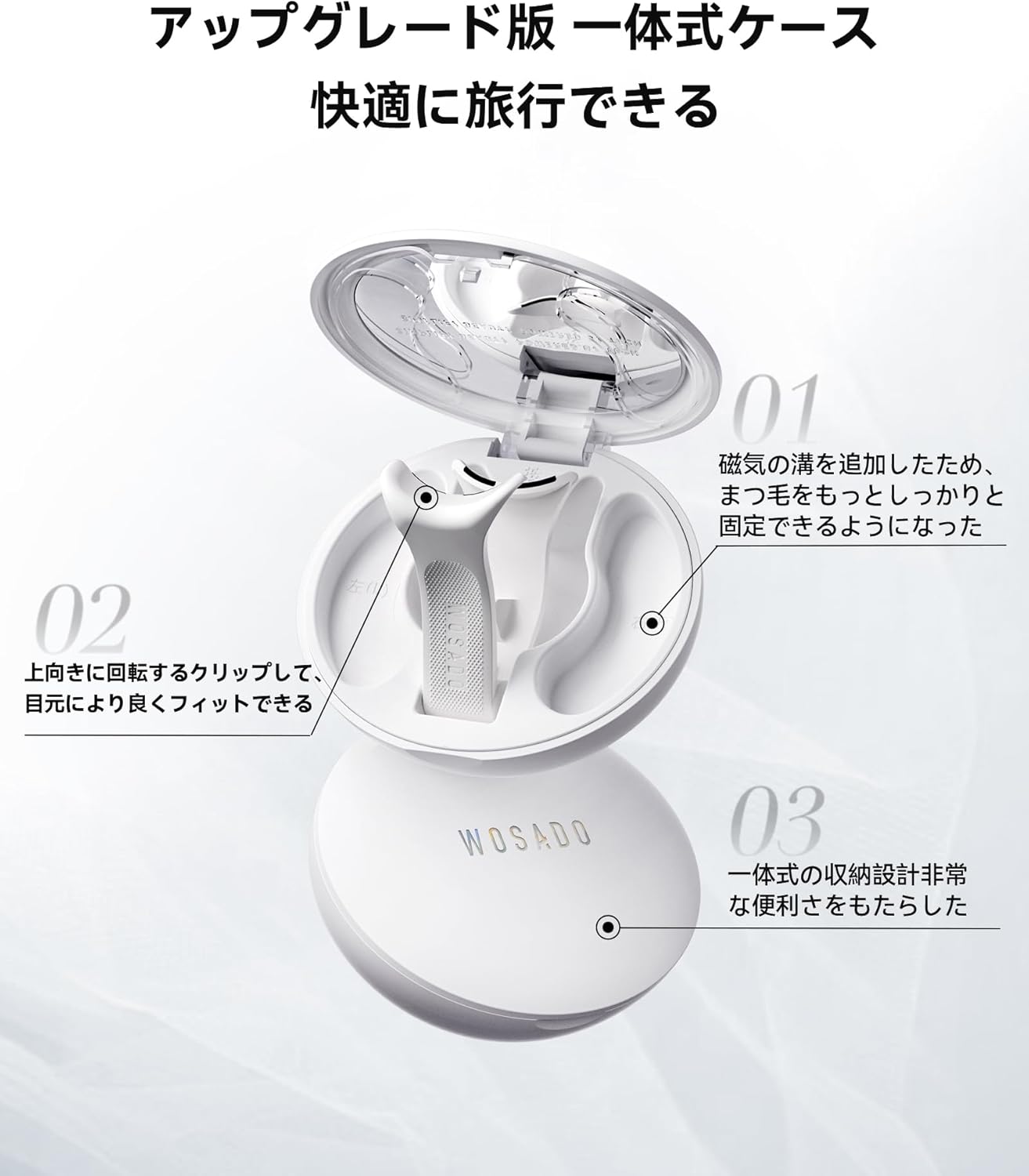 WOSADO Magnetic False Eyelashes, No.1 Natural Black 2.0, Magnetic False Eyelashes, No Glue Required, Fluffy, No Makeup Feel, Reusable, Suitable for Thin Makeup