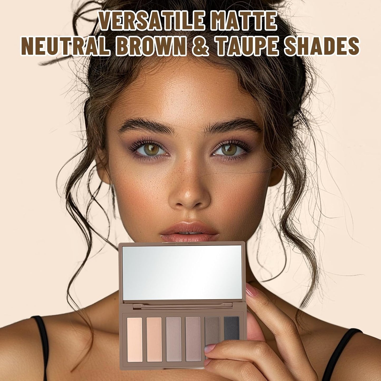 SUSIKEKI 6 Colores Mini Paleta de Sombras de Ojos Maquillaje Neutro Nude Ahumado Sombra de Ojos Taupe y Marrón Mate Paleta de Maquillaje con Espejo Altamente Pigmentado de Larga Duración Impermeable