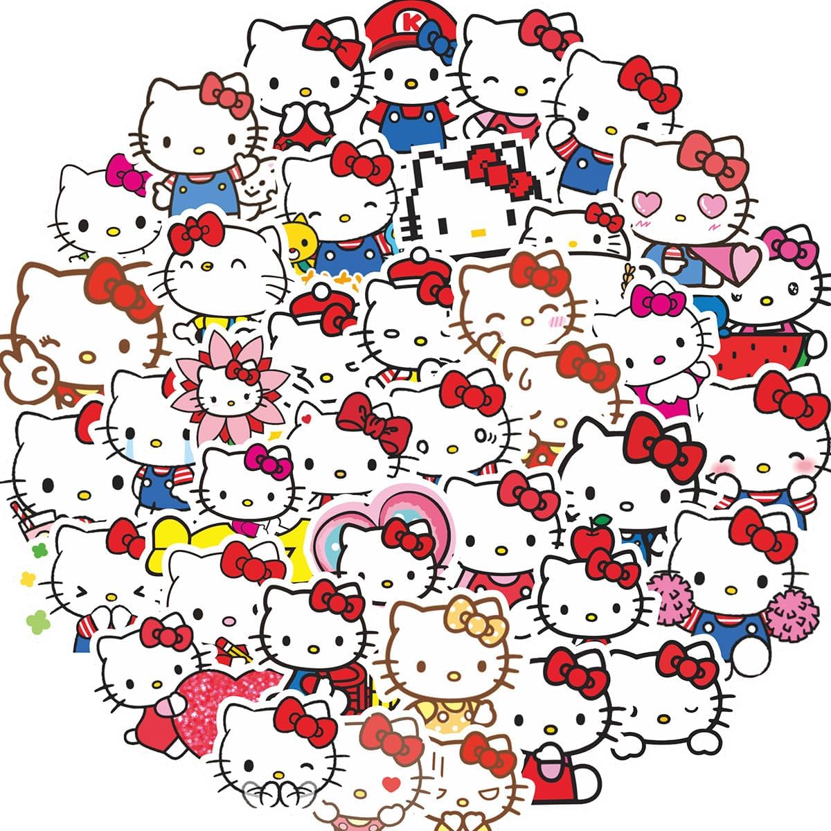 For Hello Kitty Stickers, Set of 100, Cute Anime for Crayon Shin-chan, Waterproof Decal, Cute, Fashionable, Cartoon, DIY Sticker, Reward Sticker, Birthday Gift, New Year Gift