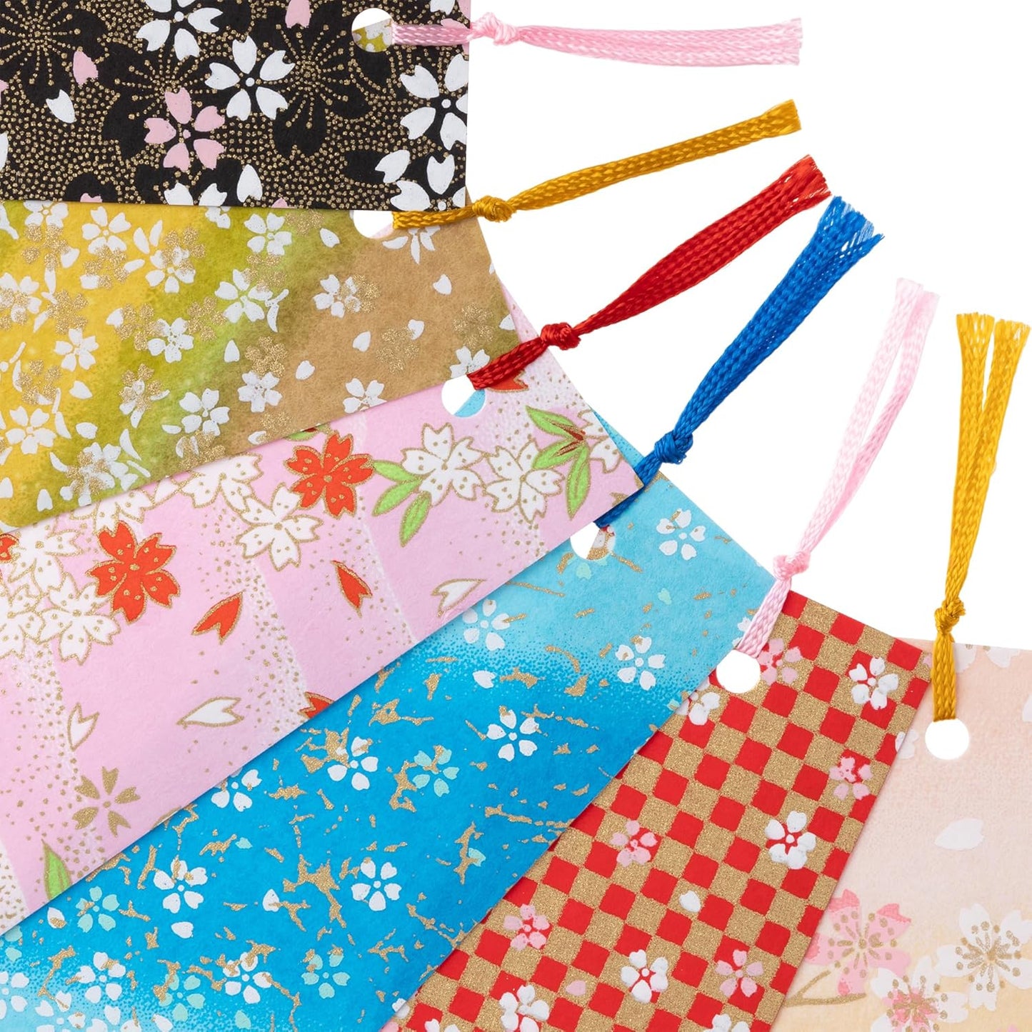 Washi Kawaki Yuzen Washi Die-Dye Bookmark Book Marker 6 Sheets Assorted Cherry Blossoms