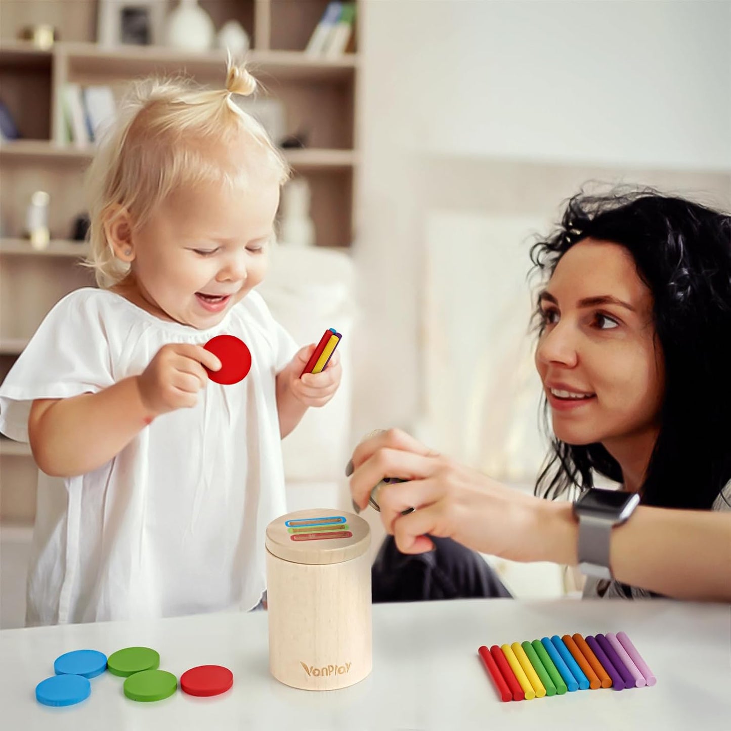 Baby Toys Educational Toys Montessori Wooden Toys Fingertip Training Color Classification 1 2 3 4th Birthday Present Ranking Boys Girls 1 2 3 4 5 6 Years Old Toy