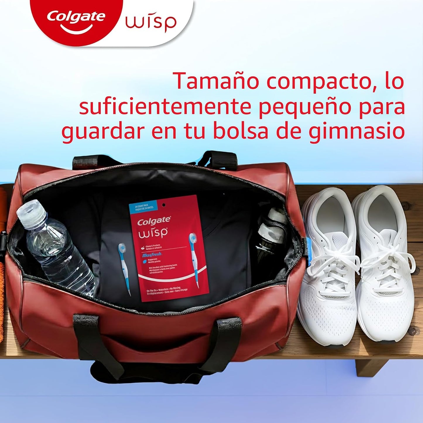 Colgate Max Fresh Wisp - Mini cepillos de dientes desechables de viaje, menta, 24 unidades (paquete de 4)