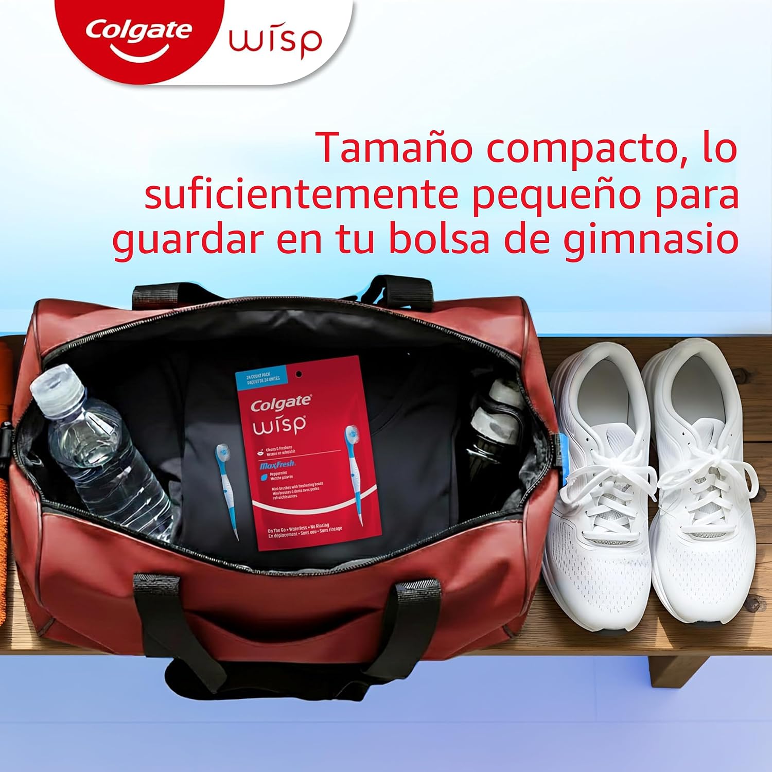 Colgate Max Fresh Wisp - Mini cepillos de dientes desechables de viaje, menta, 24 unidades (paquete de 4)