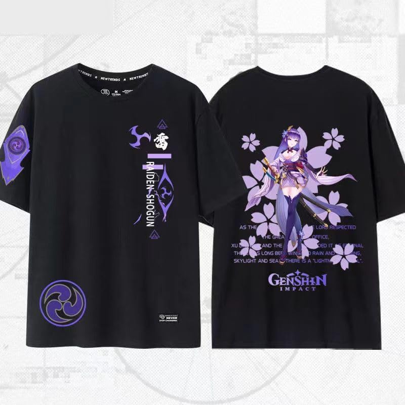 [GENTERUN]原神Tシャツ 雷将軍 プリティーダービー かわいい オグリキャップ 半袖 夏服 柔らかい ユニセックス 綿シャツャラクター 萌えグッズ メンズ レディース 男女兼用 ゆったり 大きい カジュアル アニメ キT