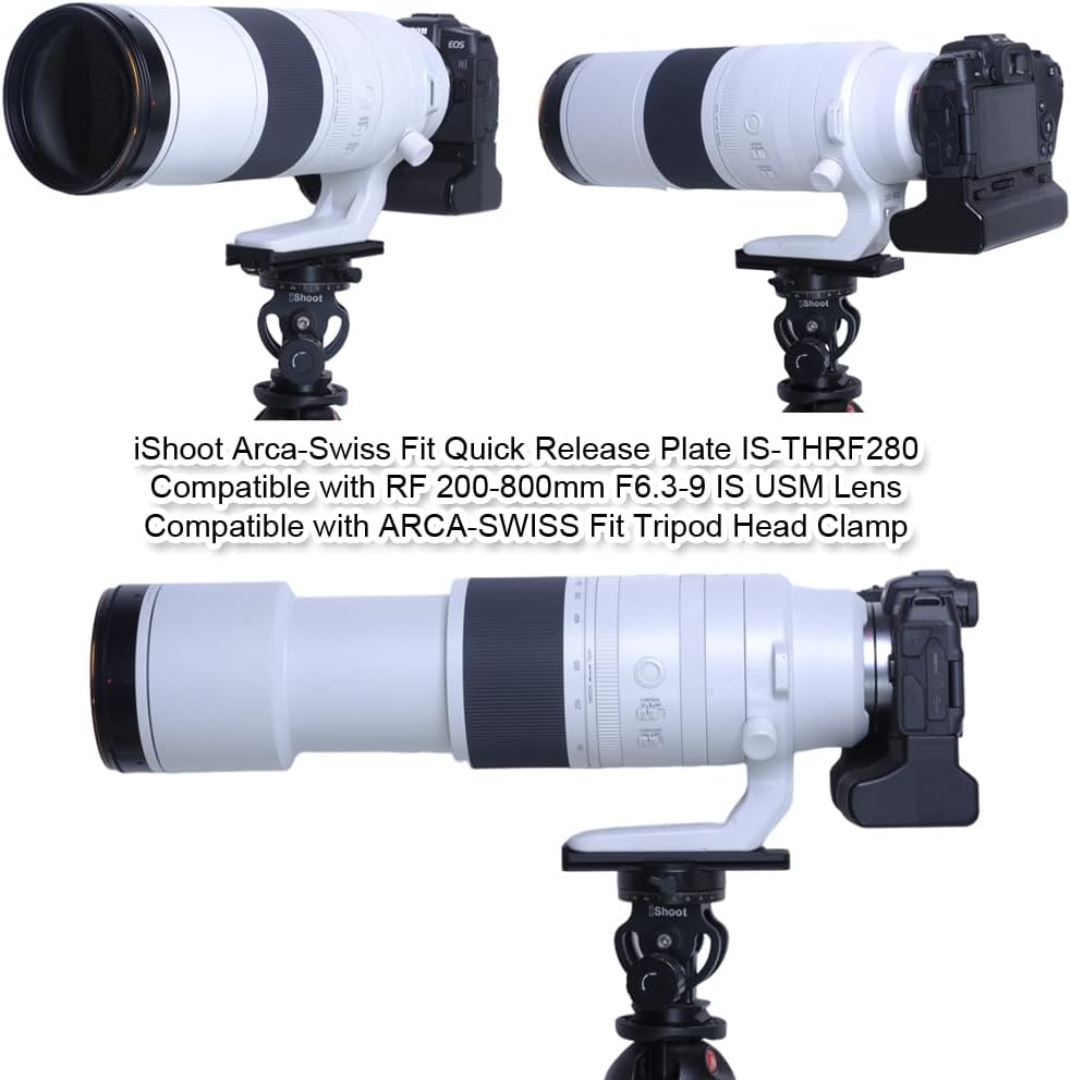 iShoot CNC Metal Arca-Swiss Fit Camera Quick Release Plate, For Canon Canon RF 200-800mm F6.3-9 IS USM Lens Support Collar, Lens Bracket Collar, Tripod Socket, Camera Ring Tripod Mount, Tripod Mount