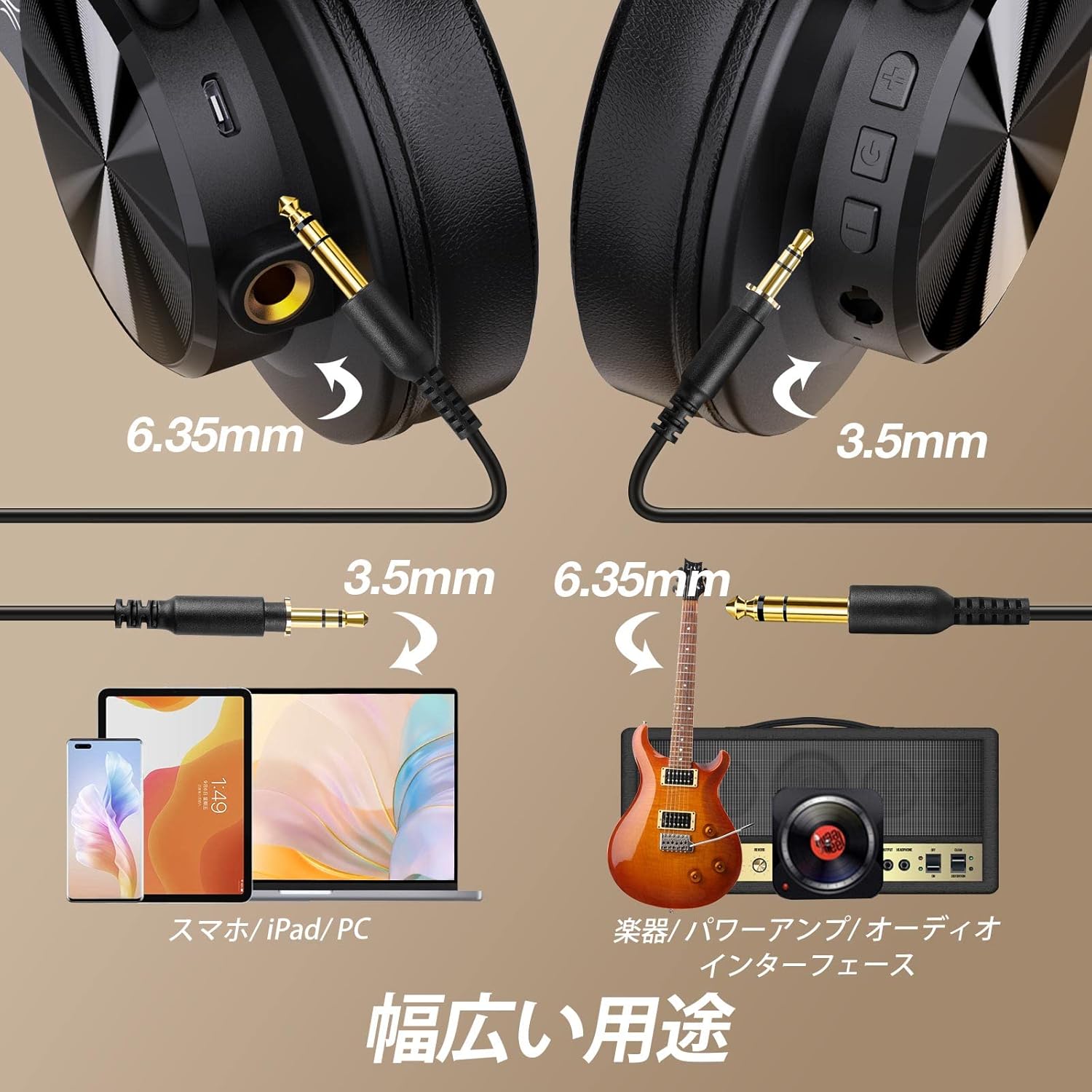 OneOdio A70 Bluetooth Headphones, Over-Ear, Wireless Headphones, Up to 72 Hours of Playtime, Includes Mic, Wireless, Dual-Use, Monitor, DJ Headphones, Detachable Cable, Studio Recording, Musical