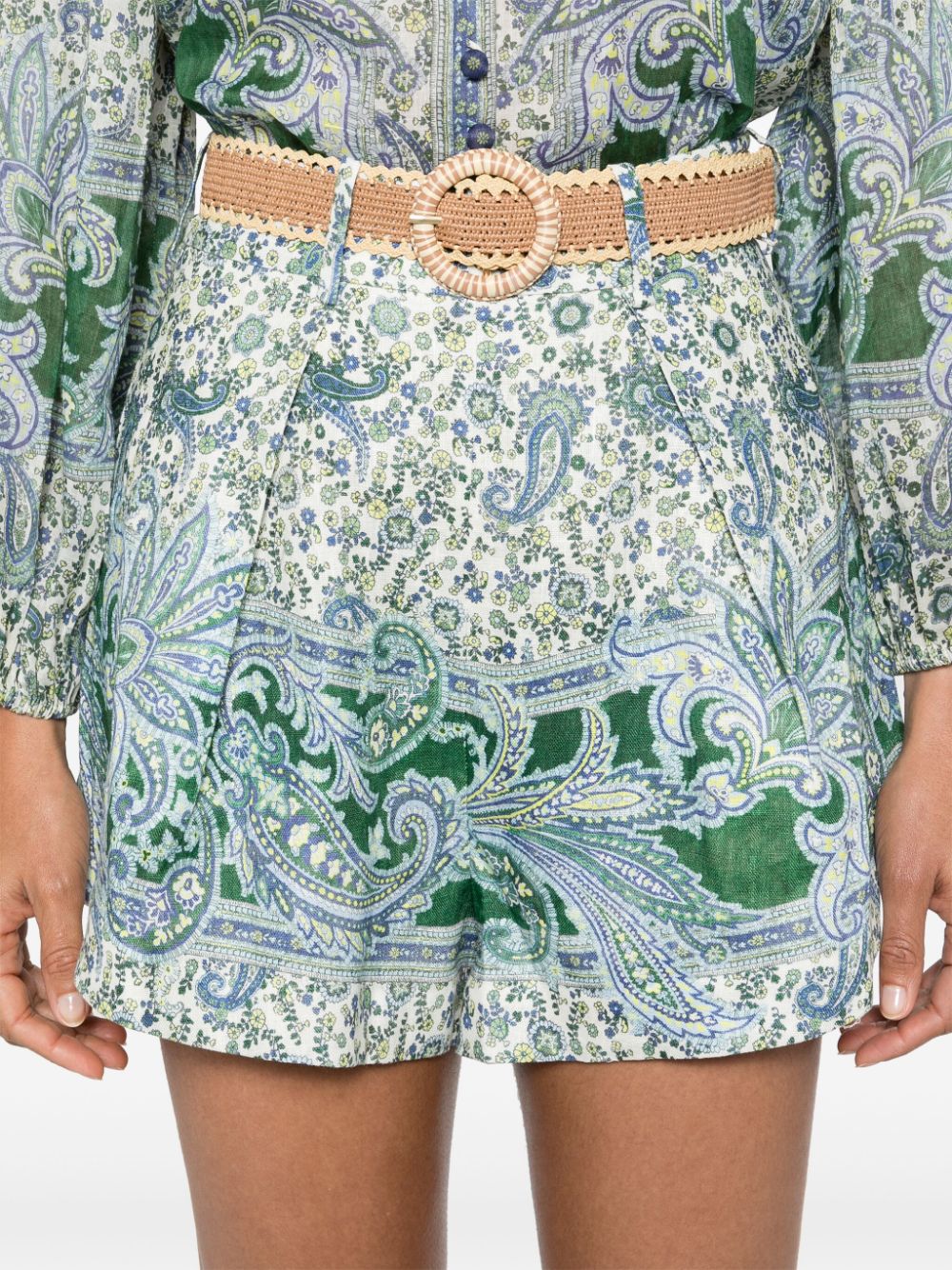 Zimmermann Zimmermann Paisleyプリントリネンショーツ - Image 6