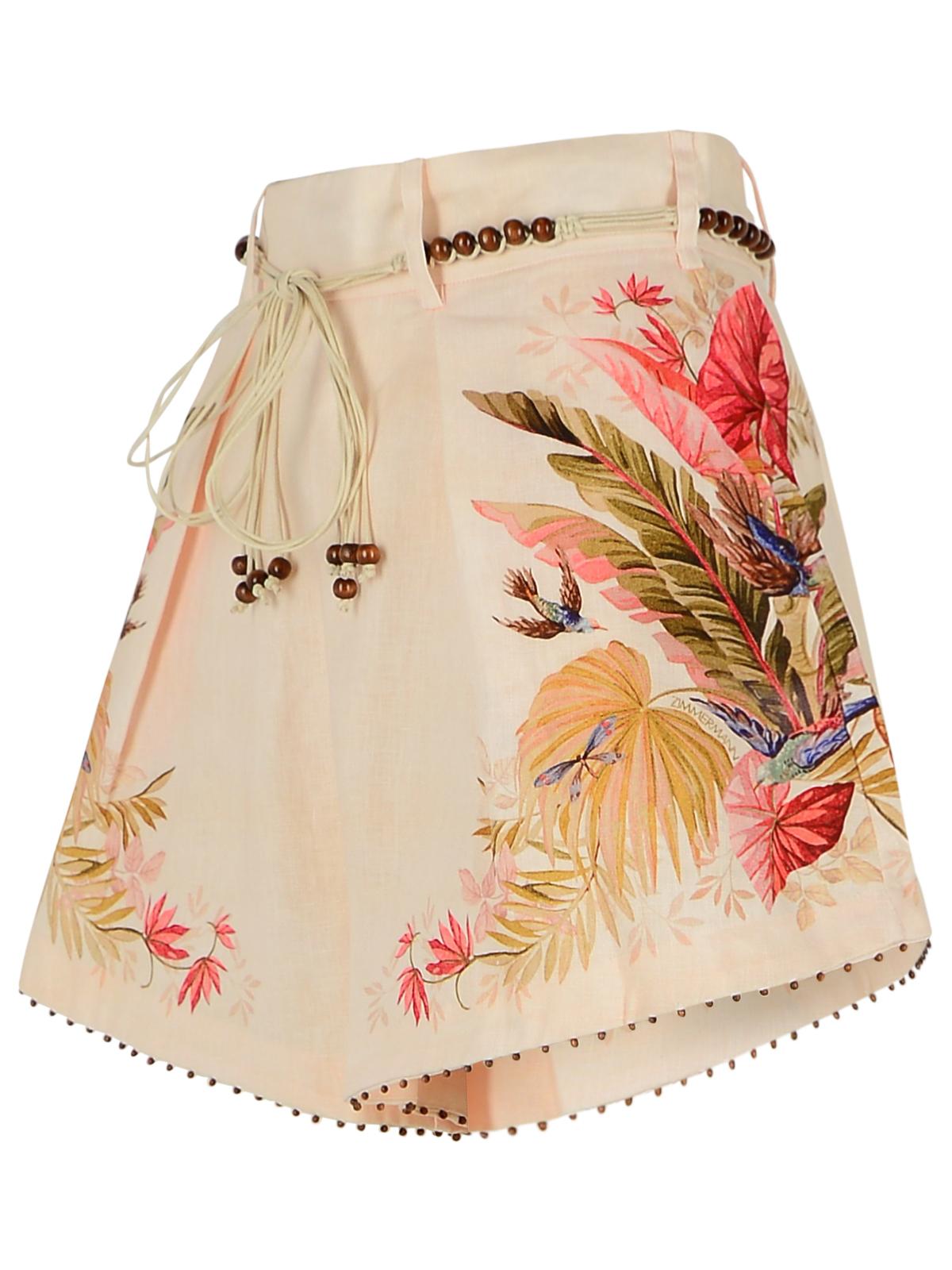 Zimmermann Zimmermann 'Tuck'リネンプリーツショーツ「クリームパームフローラル」カラー - Image 6