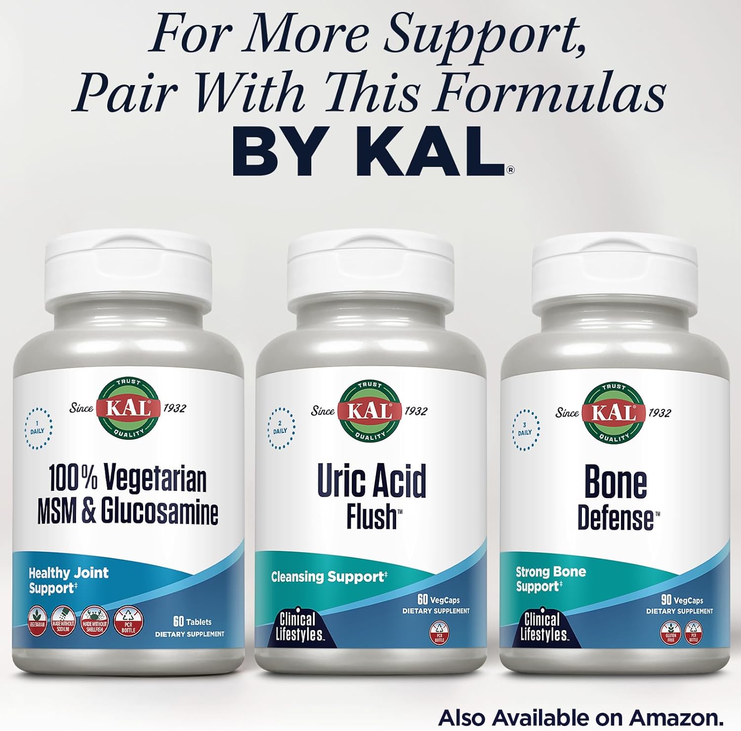 KAL 100% Vegetarian MSM and Glucosamine Tablet, 500 mg, 60 Count by Kal