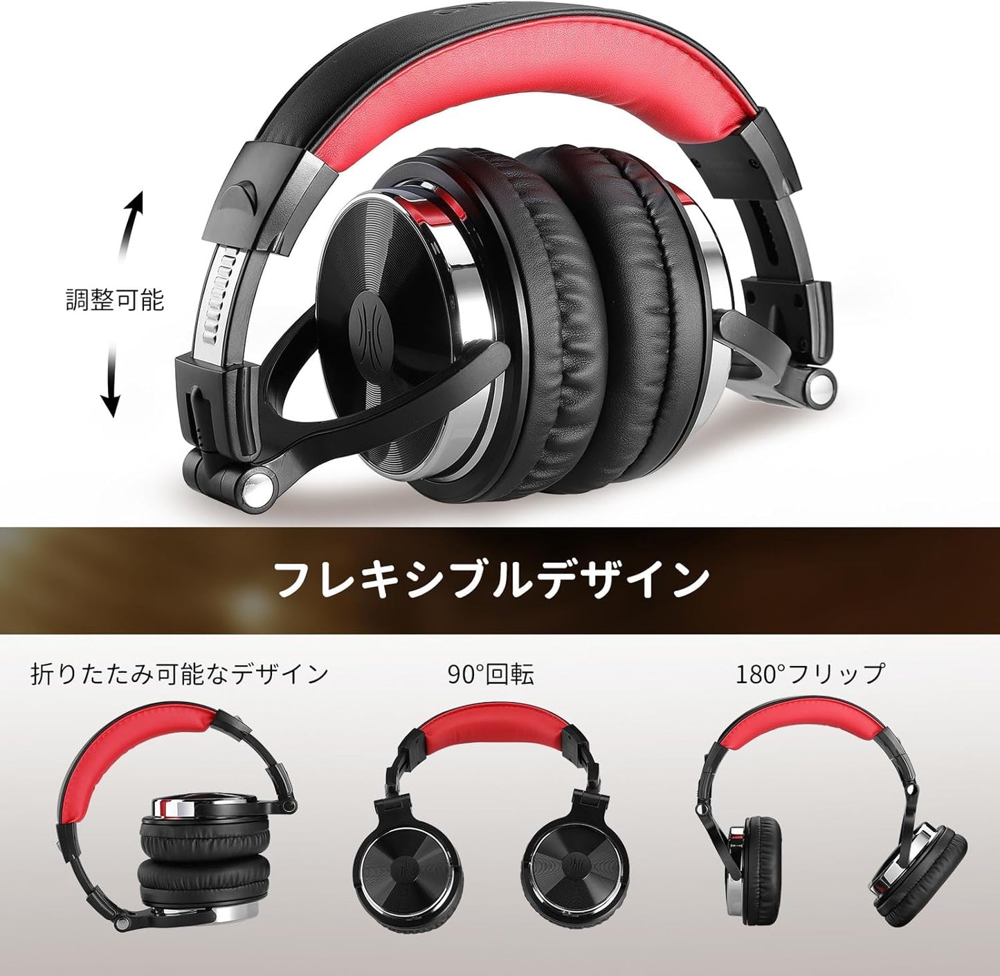 OneOdio Pro 10 Over Ear Headphones Wired Bass Headphones with 50mm Driver 6.35 & 3.5mm Jack for DJ Monitoring Headphones Recording Mixing Studio Monitoring Guitar Podcast for Mobile Phone PC MP3/4 Red