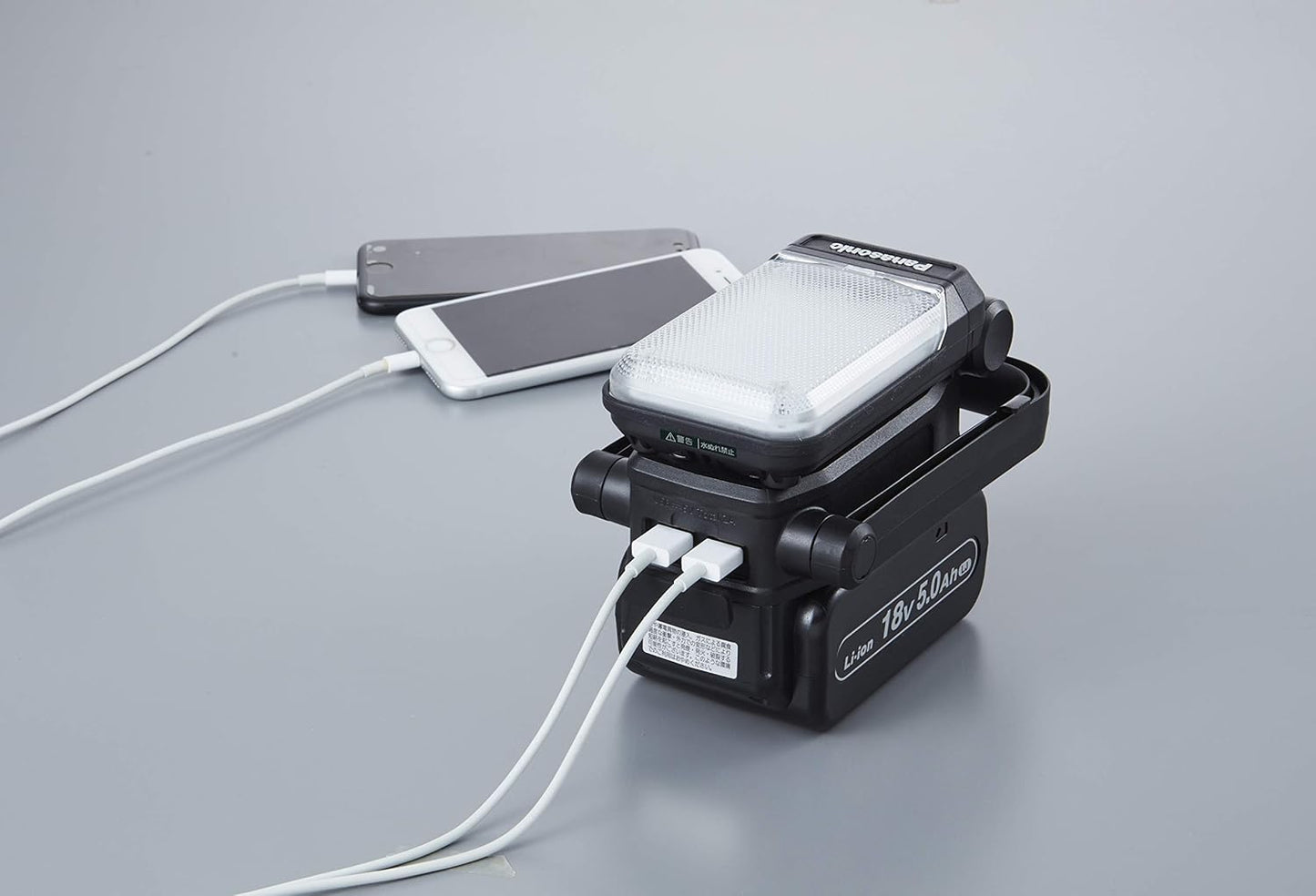 Panasonic EZ37C4-B Rechargeable Multi LED Light, Dual Main Unit Only (Battery Pack and Charger Sold Separately) (Supports 14.4V/18V/21.6V), Approx. 750 Lumens, 0-270°, USB-A x 2 Terminals (Total 2.0A