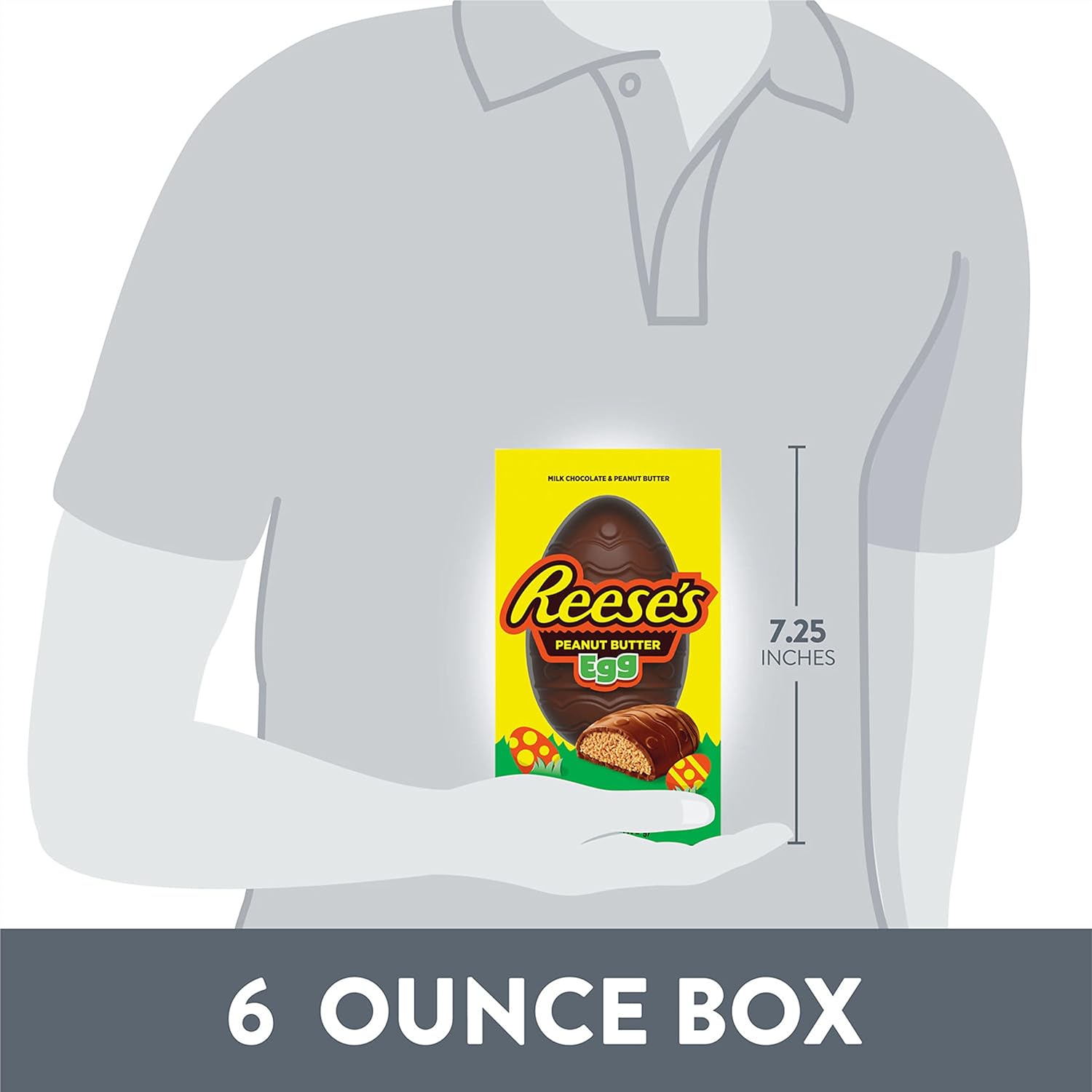 Reese's, Huevo de mantequilla de maní con chocolate con leche, caja de regalo de dulces de Pascua, 6 onzas
