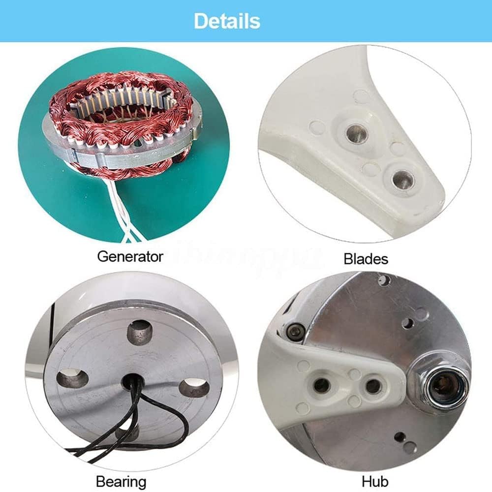 風力タービン、6枚羽根水平風力発電機 風力タービン発電機 コントローラー付き 風車 エネルギー タービン 充電、24V (12V)