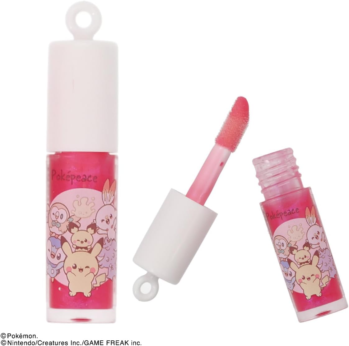 Shoibdo PK43618 Poképiece Lip Gloss with Charm, Pokemon PL, Strawberry Scent, Pochama with Rubber Charm