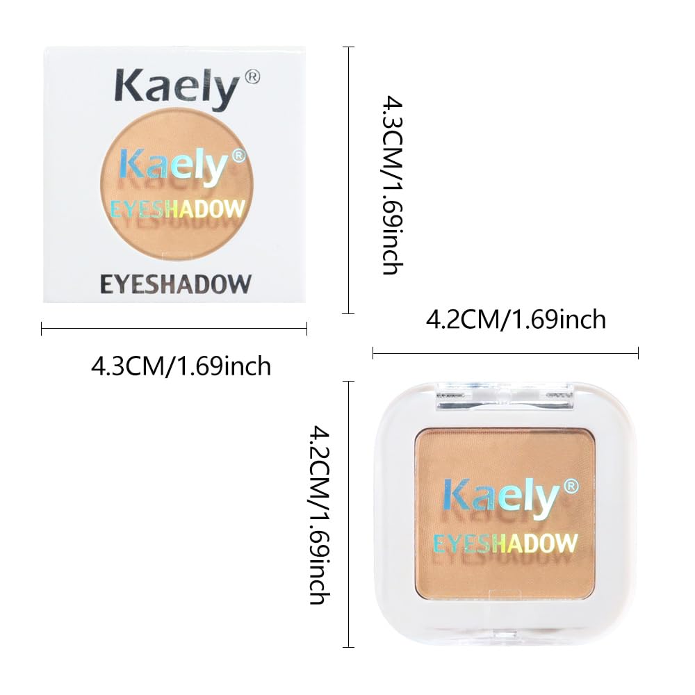 Kaely Maquillaje de sombra de ojos individual prensado, marrón nude claro mate altamente pigmentado, paleta de sombras de ojos monocromáticas altamente pigmentadas, mini sombra de ojos en polvo neutro impermeable, sombras para ojos, ligero mezclable, 13